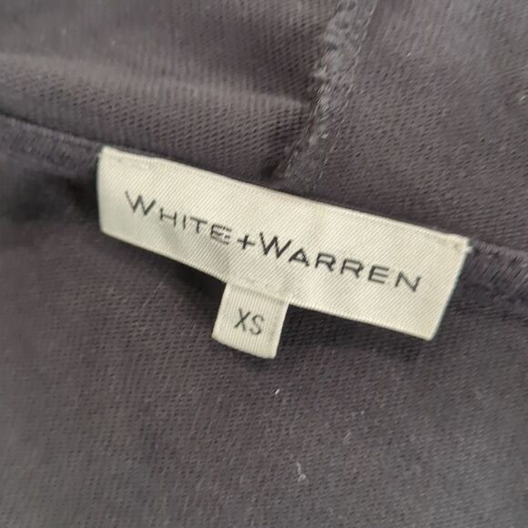 White + Warren Top Womens XS Black Open front Hooded Relaxed Fit - Picture 7 of 11